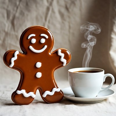 Gingerbread cookie and hot drink