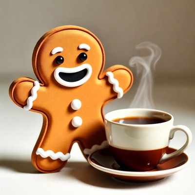 Gingerbread cookie with hot drink