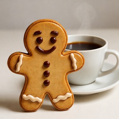 Gingerbread cookie and coffee display
