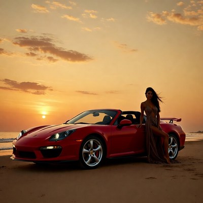 Sunset drive on the beach