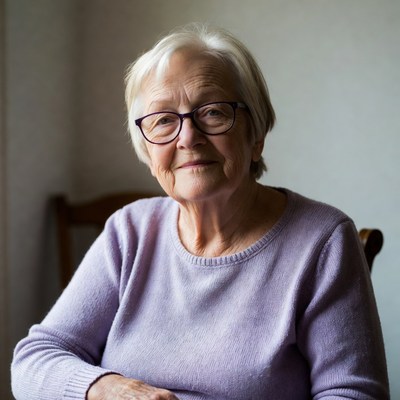 Elderly woman sitting in chair