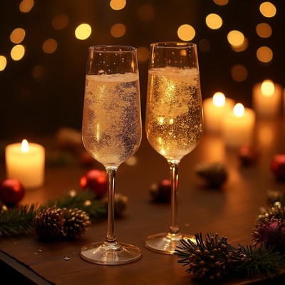 Celebration with sparkling drinks and candles