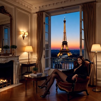 View of eiffel tower at sunset