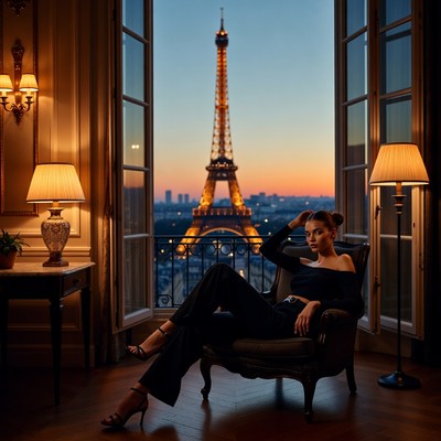 View of eiffel tower at sunset