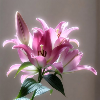 Pink lilies in soft light
