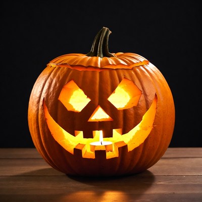 Halloween pumpkin with candle light