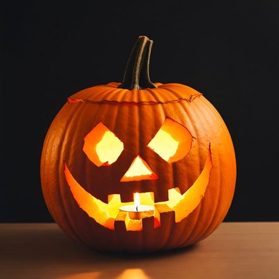 Pumpkin with candle for halloween night