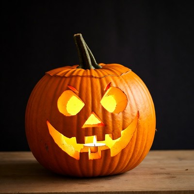 Carved pumpkin with light inside