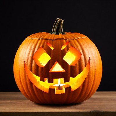 Carved pumpkin with candle light