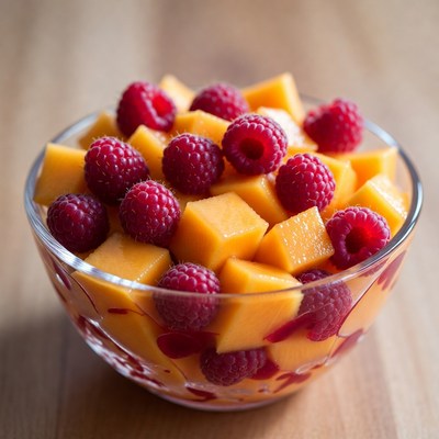 Bowl of fruit mix with raspberries