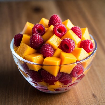 Fresh mango and raspberry bowl