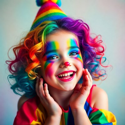Colorful clown at a fun event