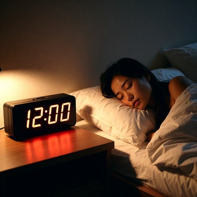 Woman sleeping in a dark room