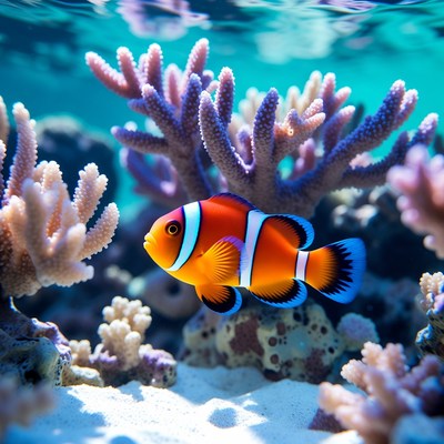 Clownfish swimming near coral reef