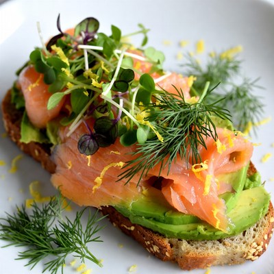 Avocado toast with salmon topping
