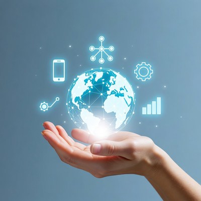 Global technology concept in hand