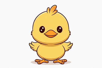 Cute cartoon chick with big eyes