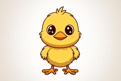 Cute yellow chick with big eyes