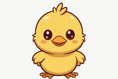Cute yellow chick character with big eyes