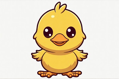 Cute cartoon chick in bright colors