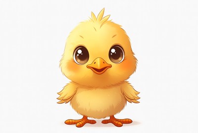 Cute yellow chick standing alone