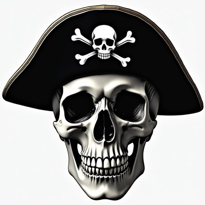 Pirate skull wearing a hat