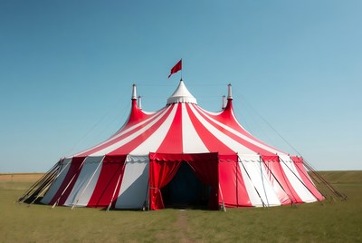 Large circus tent on open field