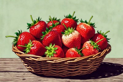 Fresh strawberries in a basket