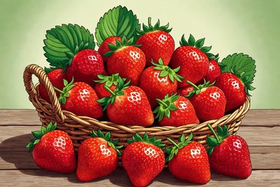 Fresh strawberries in a basket
