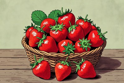 Fresh strawberries in a basket