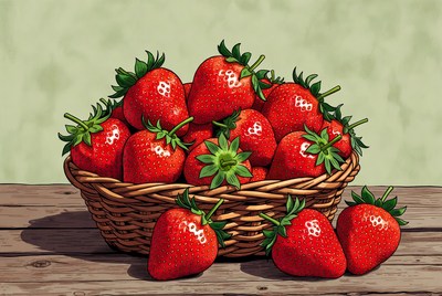 Fresh strawberries in a basket
