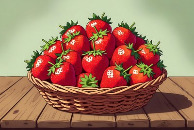 Fresh strawberries in a basket