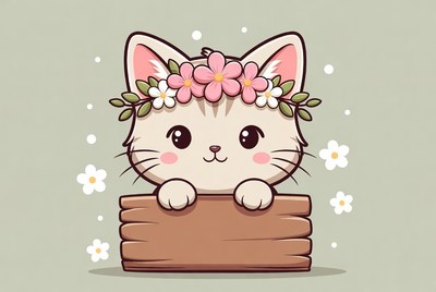 Cute cat with flower crown