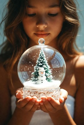 Snow globe held by young girl