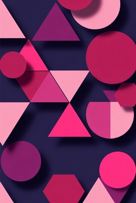Colorful geometric shapes on dark background