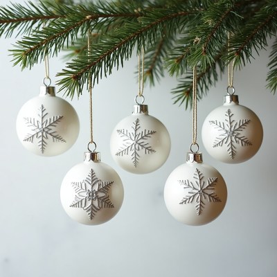 Christmas ornaments on tree branch