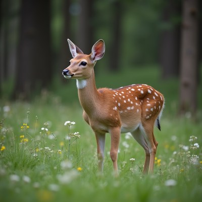 Deer standing in green field
