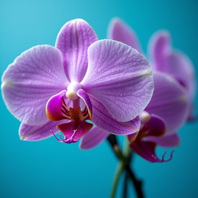 Purple orchid blooms in bright setting