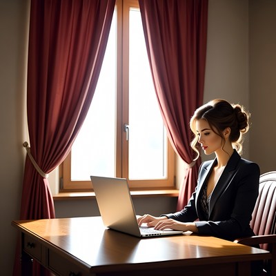 Woman working at a desk