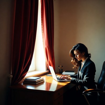 Woman working at desk during day