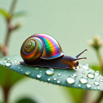 Colorful snail on a leaf