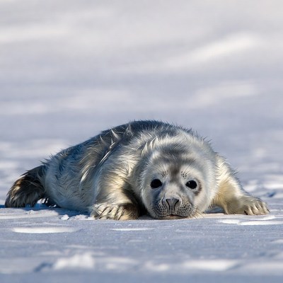 Seal resting on snow