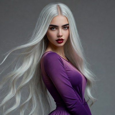 Portrait of a young woman with long hair