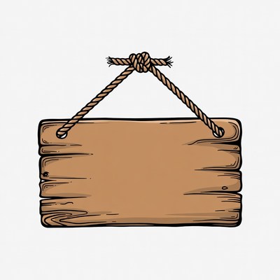 Wooden signboard with rope hanging