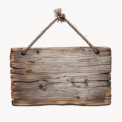 Wooden signboard with rope hanging