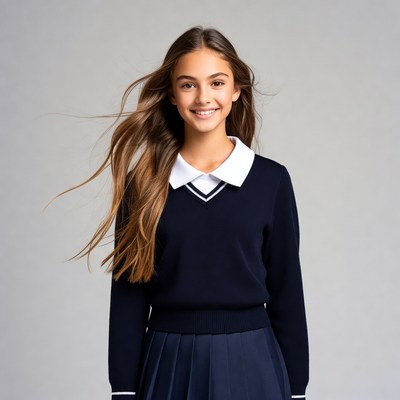 Young girl smiles with long hair