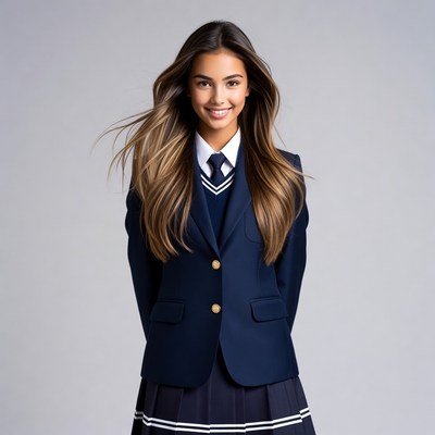 Student in school uniform posing