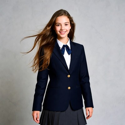Student in formal school attire smiling