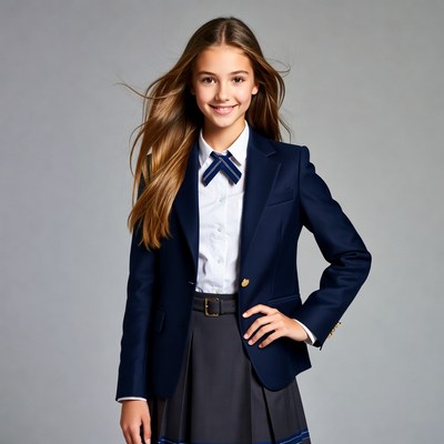 Young student in school uniform smiling