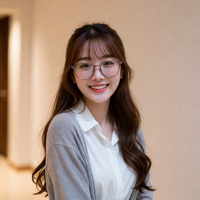 Smiling woman in indoor setting